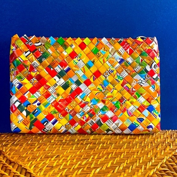 Handbags - Women's Purse - Clutch Recycled Gum/Candy Wrappers with Zipper Colorful - Bag